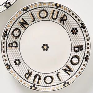 Anthropologie Bistro Tile Bonjour Dessert Bread Plate NEW